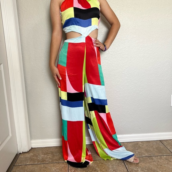Forever 21 Red and Blue Jumpsuit Bold Colorblock Design - Picture 3 of 4